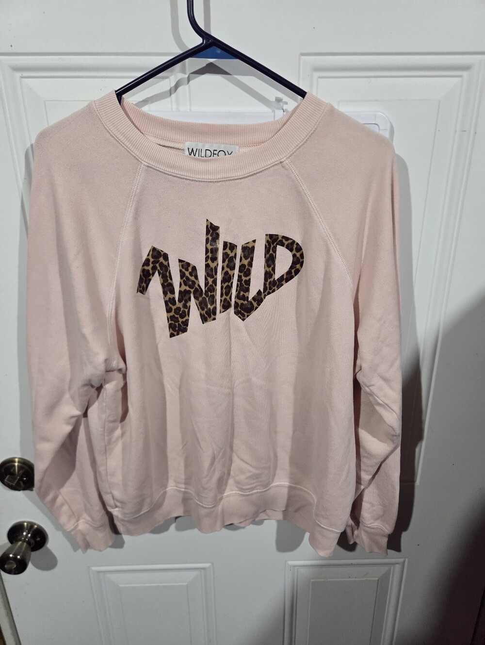 Wildfox Light Pink Sweatshirt with Leopard 'WILD' Logo